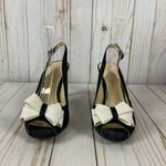 Kelly & Katie  Black Peep Toe Heels with Light Cream Bow Size 6 Photo 2