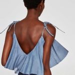 ZARA  ruffled chambray bodysuit Photo 1