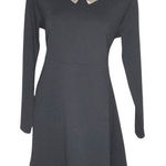 Rachel Zoe Dress Black Beige Sequin Collar Hidden Back Zipper Size Large LBD Photo 0