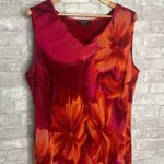 Karen Kane Red and Orange Sheath Midi Dress V-neck Sleeveless Photo 2