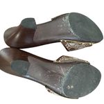 Salvatore Ferragamo  Wood Slide Sandals Brown Light Blue Logo size 8 Photo 9