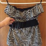NWT Zebra Print Tube Top S animal print sm club belted festival ruffle vacation Black Photo 1