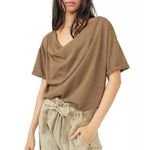 We The Free Just Chill Brown Cowl Neck Off Shoulder Oversized Top Boho Soft XS Photo 2