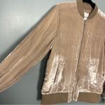 Madewell  Velvet Bomber Jacket Silk Velour Lightweight Champagne Women’s Medium Photo 3