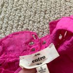 Entro  Hot Pink Perforated Frilled Short Sleeve Blouse Size Small 100% Cotton EUC Photo 7