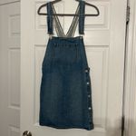 Free People Louise Denim Bib Skirtall Overall Mini Skirt Dress Snap Side Size 8 Photo 4