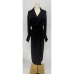 Ramy Brook NWT Aurora Draped Satin Shirtdress in Black Sz 0 $545 Photo 3