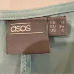 ASOS  Elegant Long Ruffle Sleeve V-Neck Blouse Womens 4 Light Minty Blue Romantic Photo 2