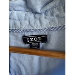 IZOD Women's Blue Blouse Long Sleeved Button Up Size XL Pocket Photo 1