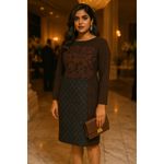 Shannon McLean Lace Tweed Dress Brown Vintage Dark Academia Career Event Photo 7