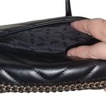 DKNY Large Black Quilted Leather Shoulder Bag Chevron Pattern Photo 6