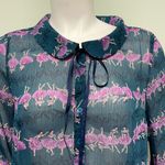 Modcloth  sheer navy button down ballerina blouse Photo 5