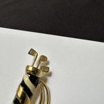 Golf Bag With Clubs Gold Tone Cream/Black Brooch Pin Golfing Perfect For Golfer Photo 1