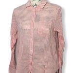 Banana Republic  Pink White Striped Button Down Shirt Women’s Size M | Quinn Boy Photo 0