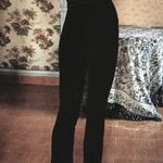 ZARA NWOT Black velvet velour side split hem stretchy legging flare pants Photo 3