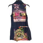 Anthropologie Leifnotes Mini Shirtdress 4 Blue Silk Scenic Floral Bohemian Artsy Photo 4