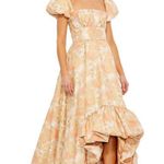 Mac Duggal  68276  Womens FLORAL PRINT PUFF SLEEVE HIGH LOW BROCADE GOWN Photo 0