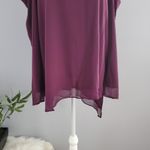 Simply Vera, Vera Wang Simply Vera Vera Wang Purple Cold Shoulder Sheer Tiered Top L Photo 2