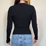 Cache Vintage  Black Ribbed Longsleeve Top Size Small Photo 4