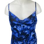 Lulus NEW Blue Floral Silk Satin Cami Camisole Cowl Neck Midi Slip Tank Dress XL Photo 2