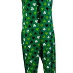 Snooze Button Shamrock Sleeveless One Piece Pajama Romper Small Green Photo 0