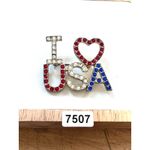 "I Love USA" Crystal Rhinestone Patriotic Brooch Pin Red Photo 5