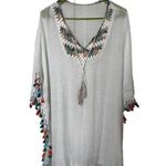 Milana Fashion White Cotton Blend Color Tassel /crochet Swim Cover L/XL Size L Photo 0