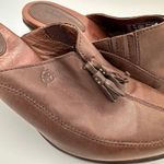 Ariat  Brown Leather Tassle Slip On Mules Heels Size 9B Photo 1