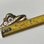 1928 Brand Rhinestone Gold Tone Hat With Pink & Purple Flowers Brooch Pin Photo 1