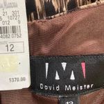 David Meister silk leopard dress, NEW ladies strapless midi cocktail with scarf Photo 8