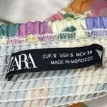 ZARA Multicolor Floral Halter Tie Ruched Smocked Sleeveless Crop Top Size S Photo 3