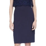 Rebecca Taylor  Refined Suiting Lace Dress Sleeveless Navy Blue Size 4 Office Photo 0