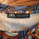 ZARA  Women's Blue Floral Ruffle Peplum Blouse Photo 3