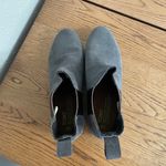 Toms Ella Chelsea gray suede ankle boots with shimmer elastic and wood heel accents Photo 4