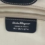Salvatore Ferragamo Ivory Canvas Black Leather Shoulder Bag Vintage Photo 1