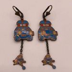 Disney 70’s Vintage V.I.N.CENT Robot Drop Chain Pendant Pierced Earrings RARE Photo 0