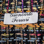 Vintage Giancarlo Ferrari Silk Blend Multicolor Boucle Tweed Jacket Size Large Purple Photo 6