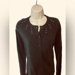 Basic Editions Black Beaded Cardigan Sweater Large Soft Knit Holiday Party Layer Photo 3