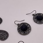 Lot Of 4 Dangle Costume Earrings Pierced Bead / Metal Mix Dark Aged Silver Tone Photo 3