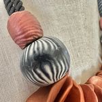 VM Signed Artisan Sculptural Statement Necklace – Terracotta Petals & Striped Be Photo 2