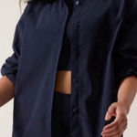 Athleta Oversized Performance Tech Poplin Shirt UPF 50 Water Repellent Blue Top Photo 0