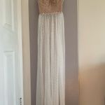 White Fox Boutique Totally Bangin' Sheer Skirt Maxi Dress in Nude & White Photo 3