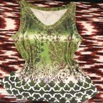 White Stag Y2K Earthy Whimsygoth Boho Sleeveless Tank Cami Top Blouse Shirt V-Neck Whimsical Celestial Floral Green Brown White-XL Measurement in pics Photo 0