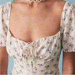 Rihoas Short Sleeve Floral Ruched Midi Dress Purple Size M Photo 2