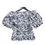 Hyacinth House Nadia Ruffle Blouse XS NWT Navy Floral Cotton Cottagecore Boho Blue Photo 3