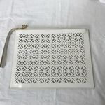 Tory Burch Limited Edition White Geometric Laser Cutout PVC Clutch Wristlet NWOT Photo 1