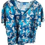 Disney  Olaf FROZEN Medical Hospital Doctor Nurse Scrub Top Size Large EUC #4661 Photo 0