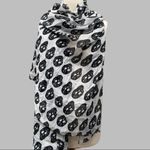 BP  brand sheer pale gray with black skull design scarf/ wrap Photo 2