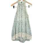 Judith March Floral Lace Trim Halter Romper Shorts Blue White M Photo 1