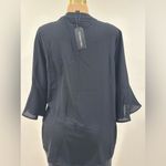 Noracora NWT Black Sheer Low Cut V Neck 3/4th Bell Sleeves Long Blouse Sz 3XL Photo 3